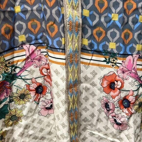 Johnny Was Becca V-Neck Blouse XS Multicolor Floral Geometric Boho - Picture 2 of 11